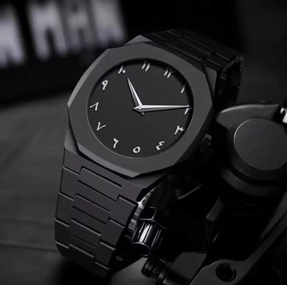 Black Arabic Dial Watch  Luxury Black