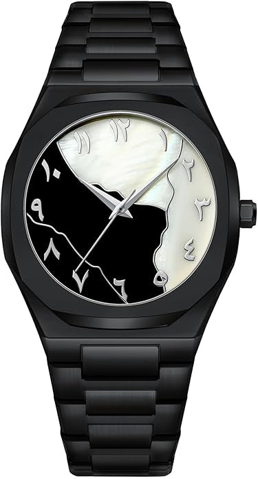 Black Arabic Dial Black & White Luxury Watch