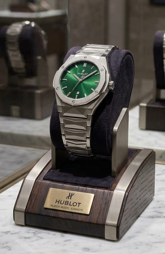 Hublot Green Dial Luxury Watch  Premium Stainless Steel Elegant Design