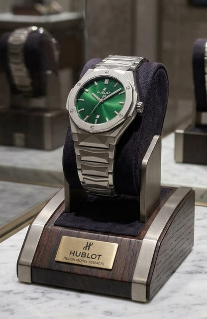Hublot Green Dial Luxury Watch  Premium Stainless Steel Elegant Design