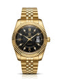 RUSTET Luxury Two-Tone Jubilee Series Premium Black Dial Quartz Watch for Men