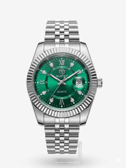 Classic Elegance Rustet Emerald Green Quartz Dress Watch