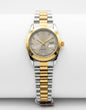 RUSTET Elite Women's Two Tone Luxury Watch Silver Sunray Dial with Crystal Accents & Date Display